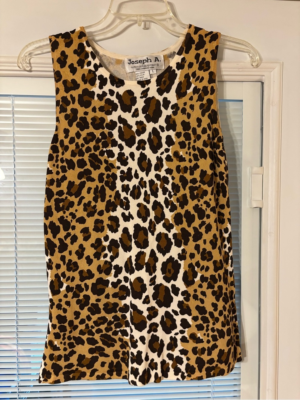Joseph A Sleeveless Leopard Print Tank in Tan, Black, White